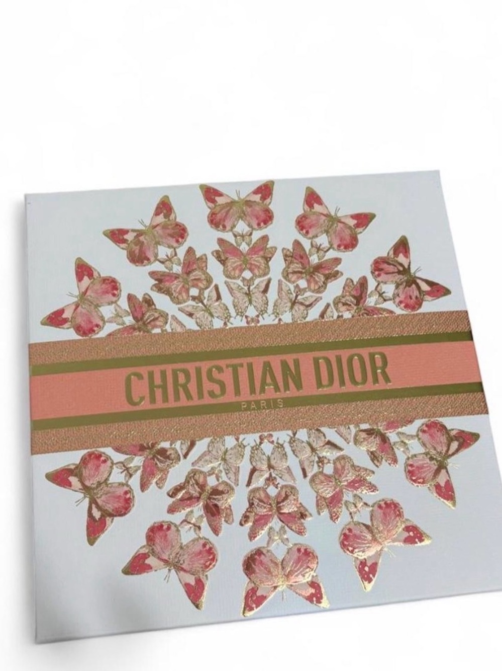 Dior Exclusive Coral and Gold Butterfly Gift Paper Box
